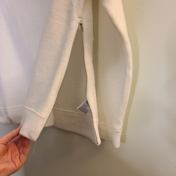 BDG Urban Outfitters White Crew Neck Pullover Sweater Size XS Side Zipper Fleece - Picture 4 of 10